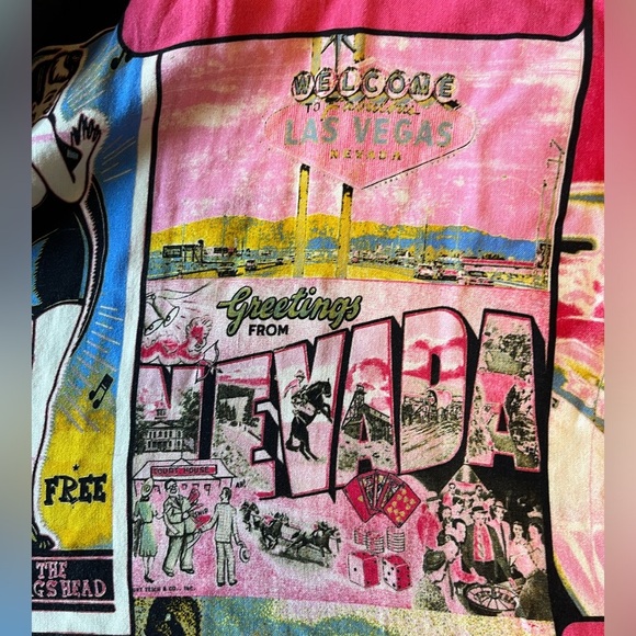 Guess Las Vegas Vintage Graphic Men's Button Down Short Sleeve Shirt, XL - Picture 8 of 12